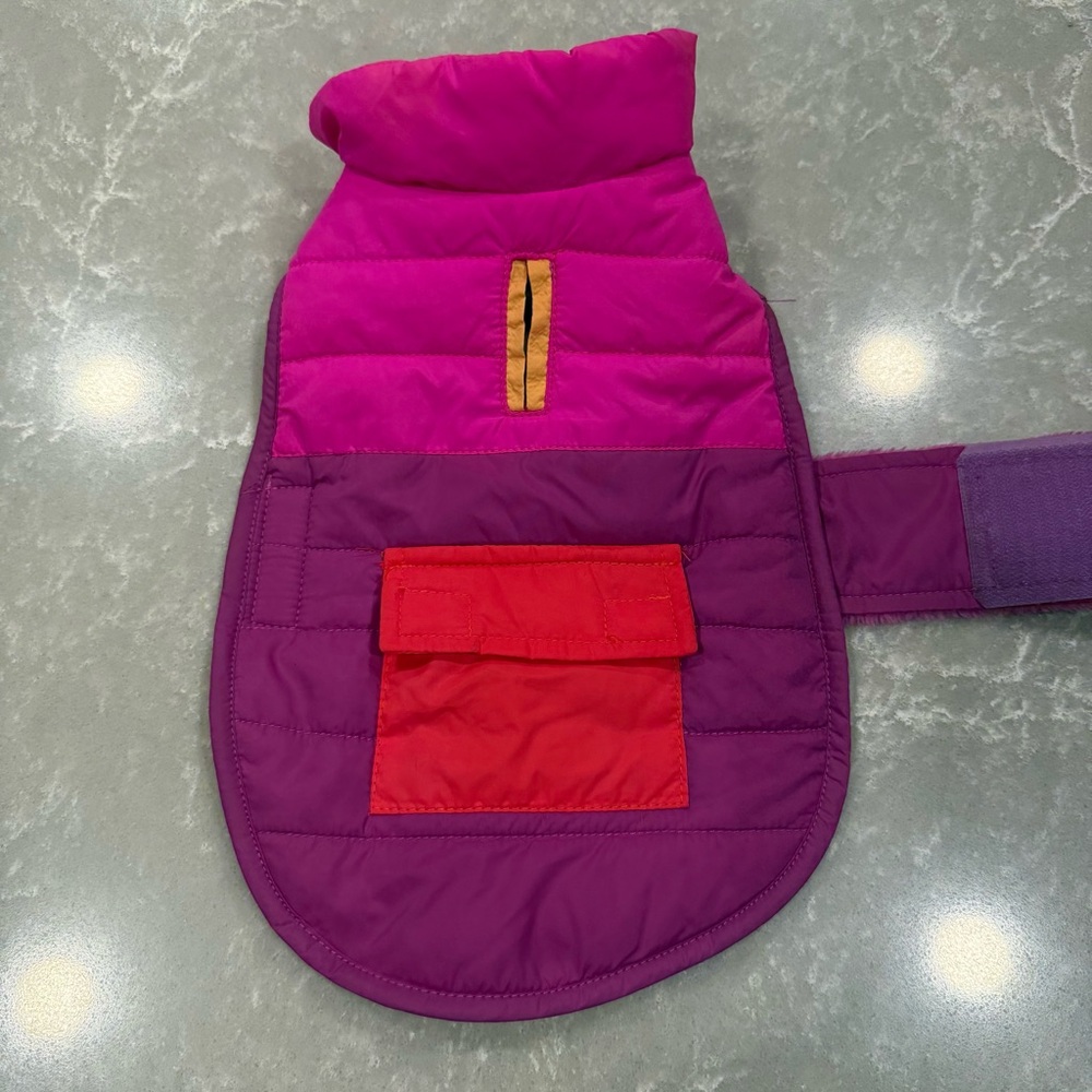 Colorblock Puffer Dog Coat Hooded Fleece Lined XS EUC